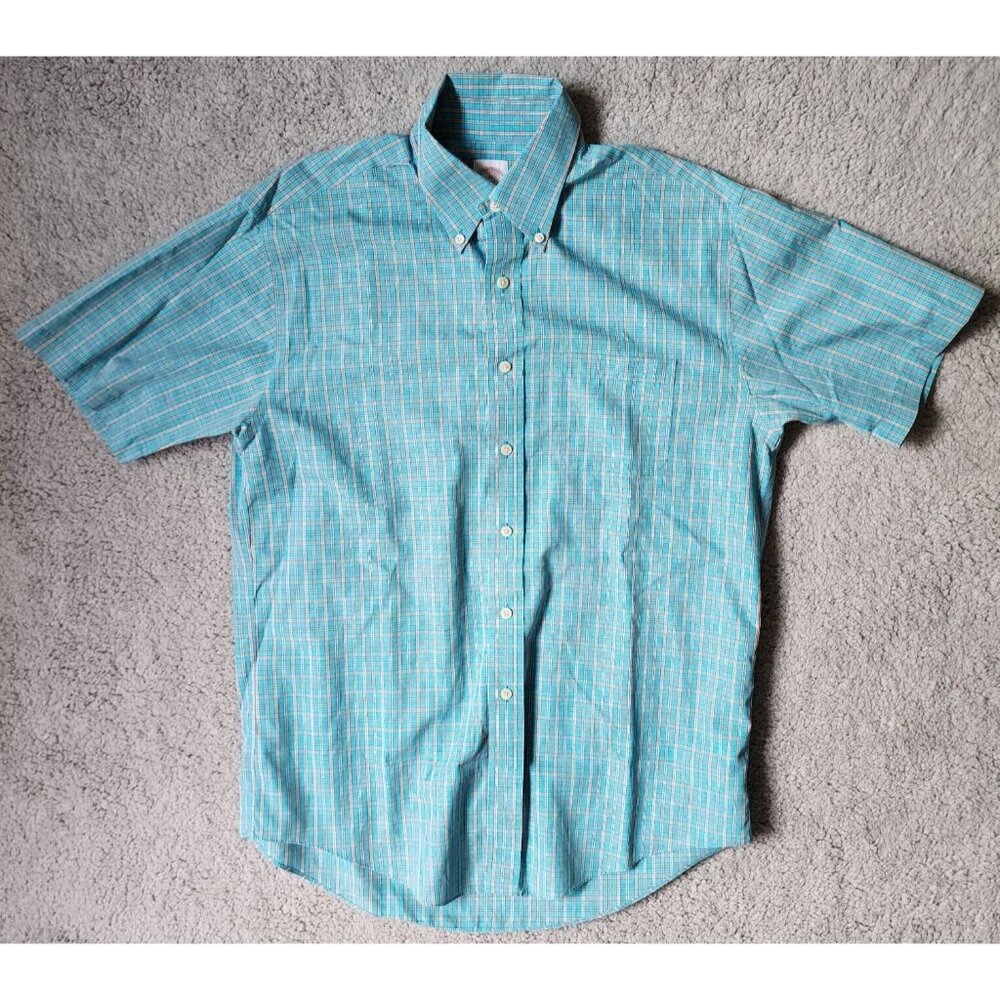 Brooks‎ Brothers Blue Plaid Short Sleeve Button Down Original Polo Shirt Size M